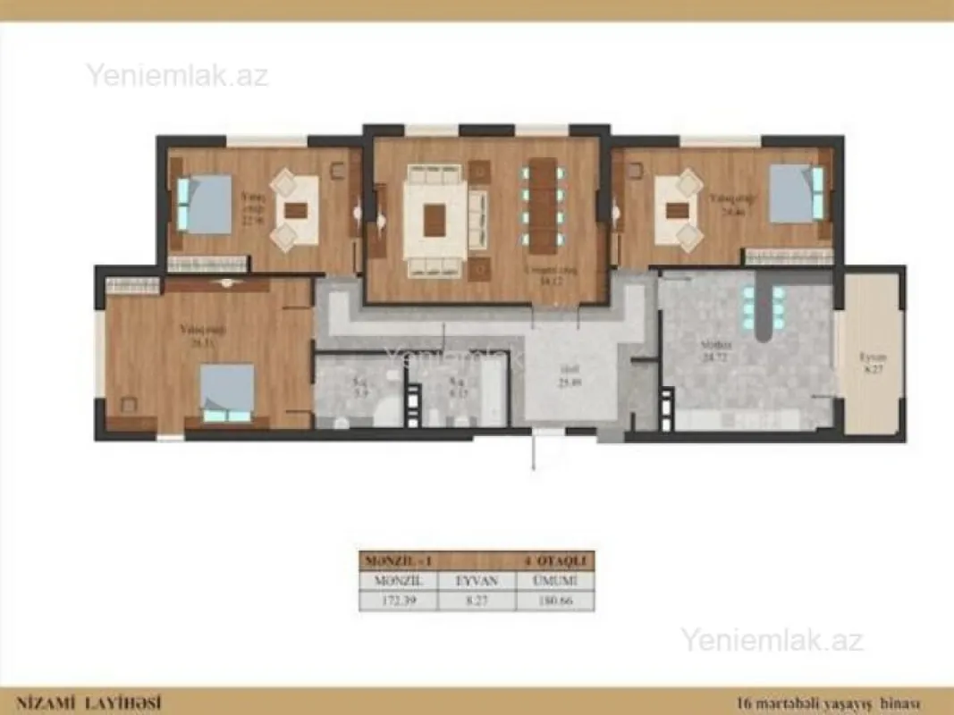 Satılır 5 otaqlı yeni tikili 185 m²