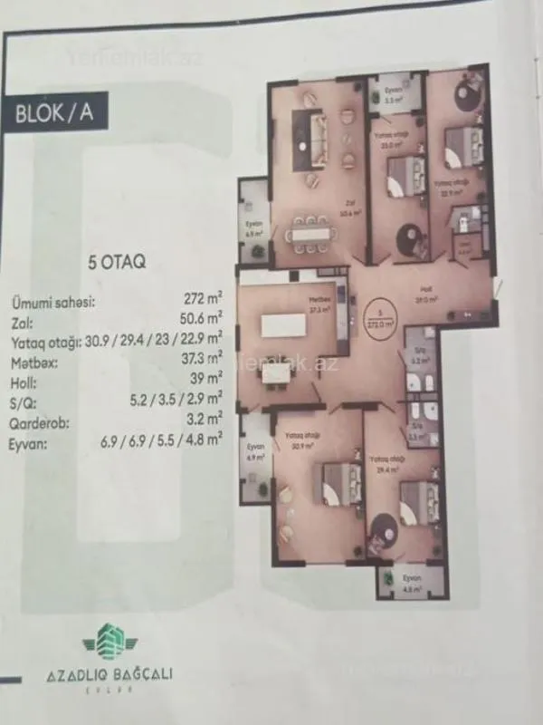 Satılır 5 otaqlı yeni tikili 272 m²