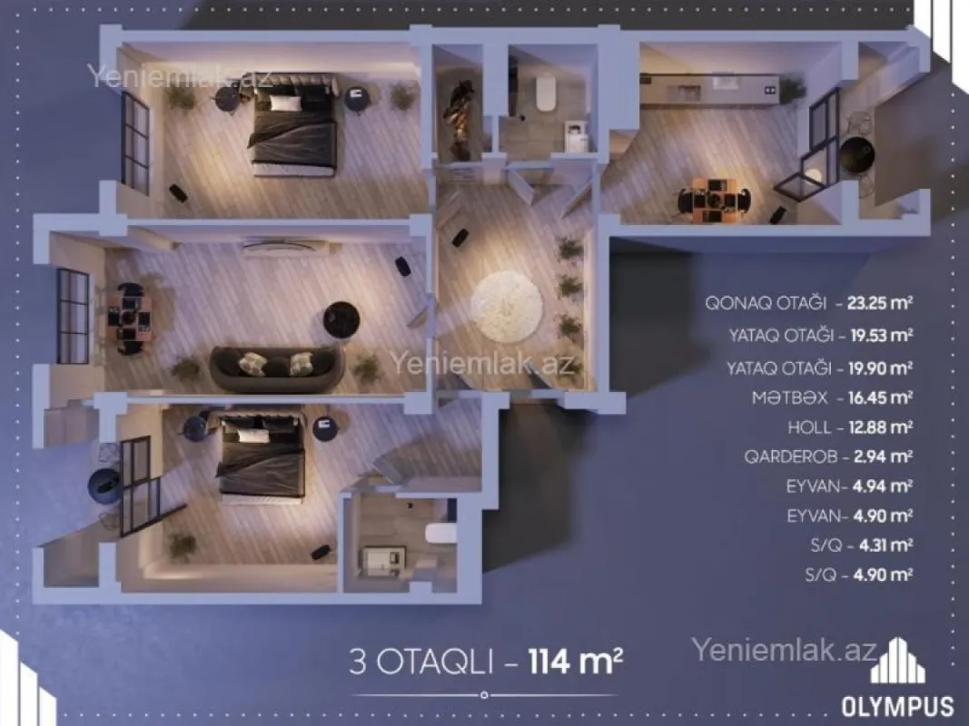 Satılır 3 otaqlı yeni tikili 114 m²