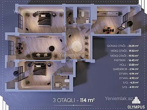 Satılır 3 otaqlı yeni tikili 114 m²