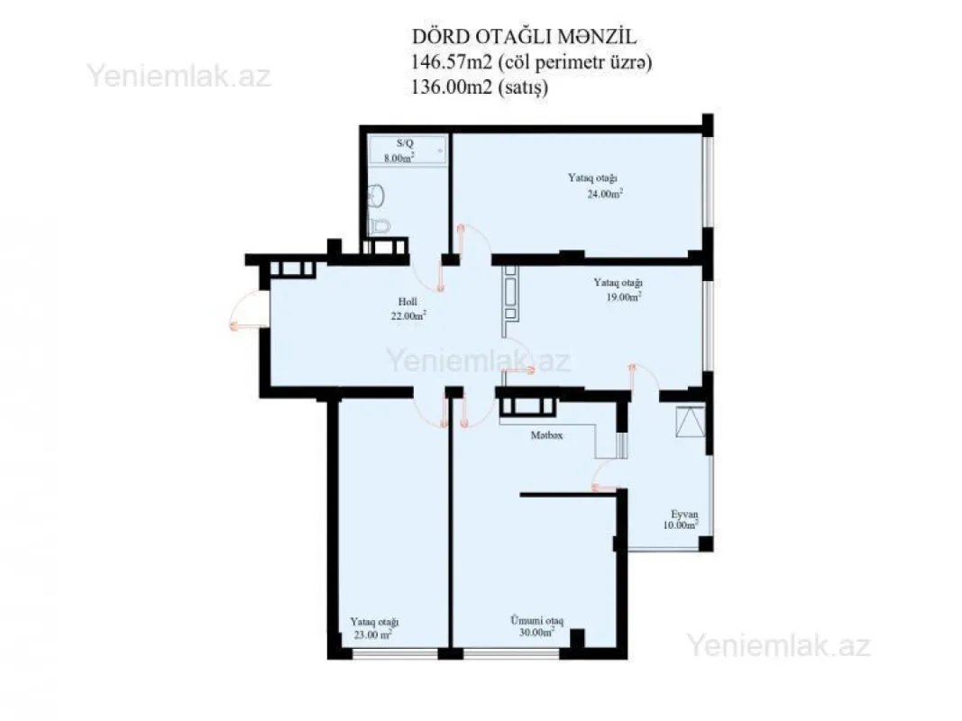 Satılır 4 otaqlı yeni tikili 147 m²