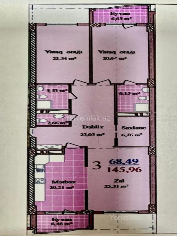 Satılır 3 otaqlı yeni tikili 147 m²