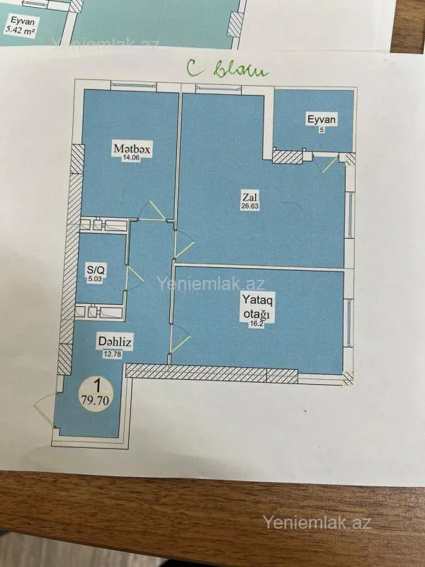 Satılır 2 otaqlı yeni tikili 80 m²