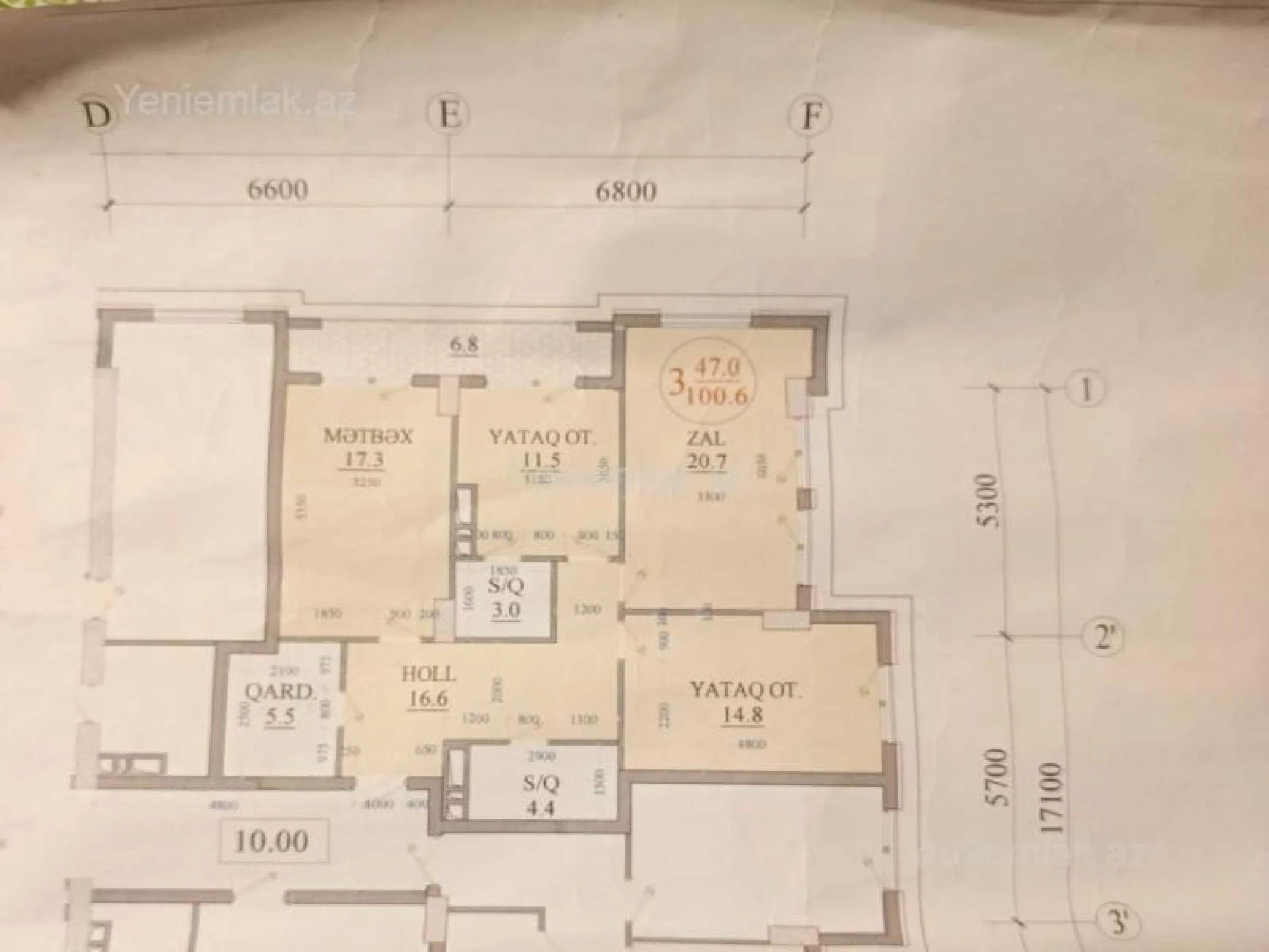 Satılır 3 otaqlı yeni tikili 100.6 m²