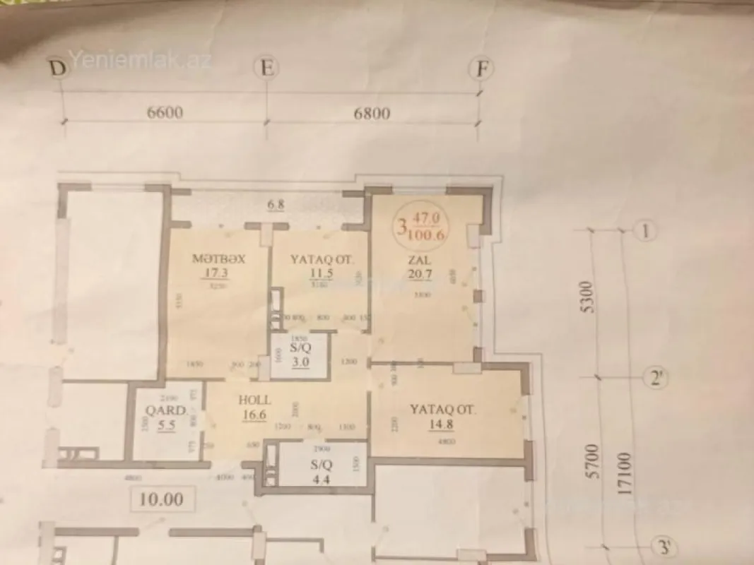 Satılır 3 otaqlı yeni tikili 100.6 m²