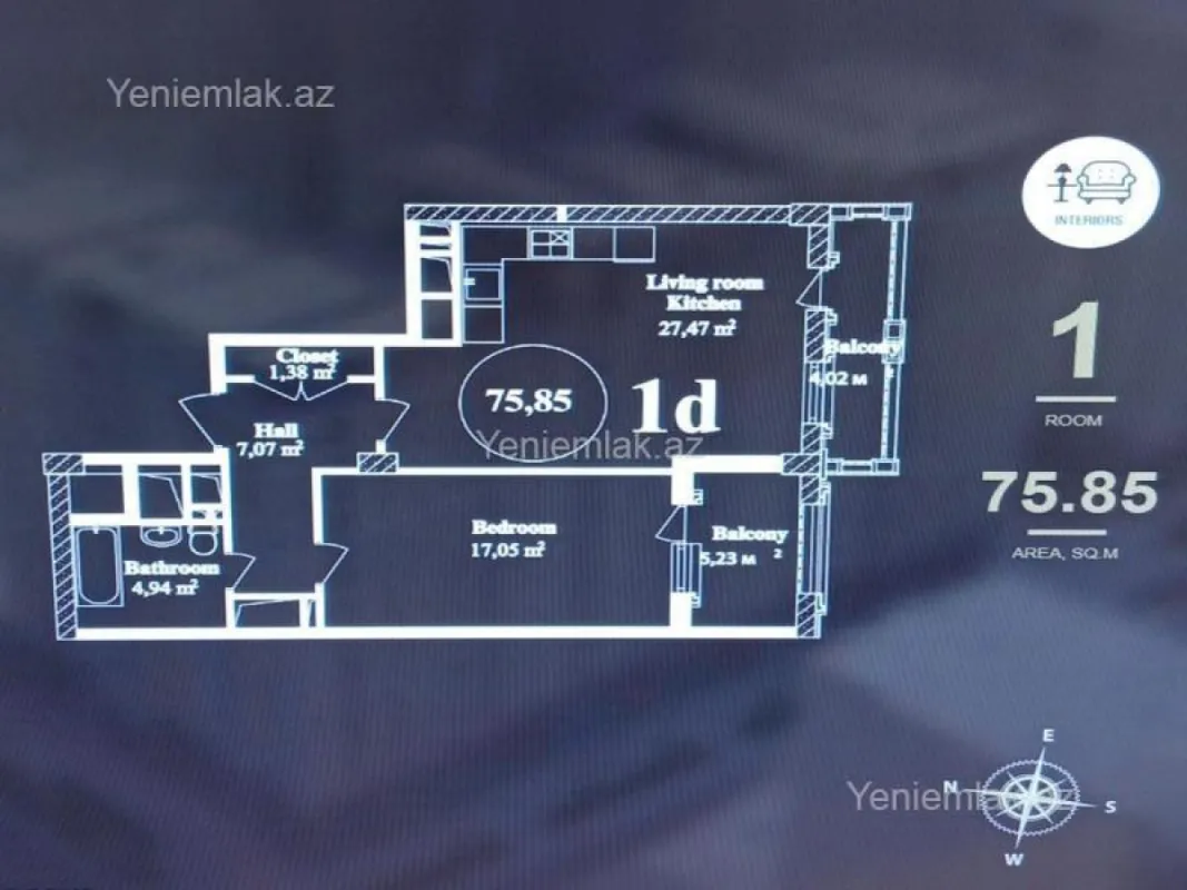 Satılır 2 otaqlı yeni tikili 76 m²
