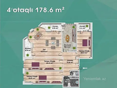 Satılır 4 otaqlı yeni tikili 180 m²