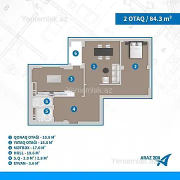 Satılır 2 otaqlı yeni tikili 85 m²