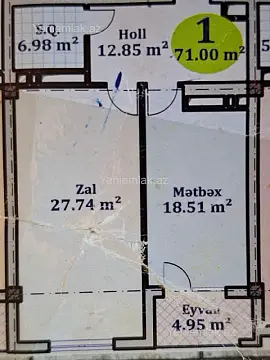 Satılır 2 otaqlı yeni tikili 71 m²