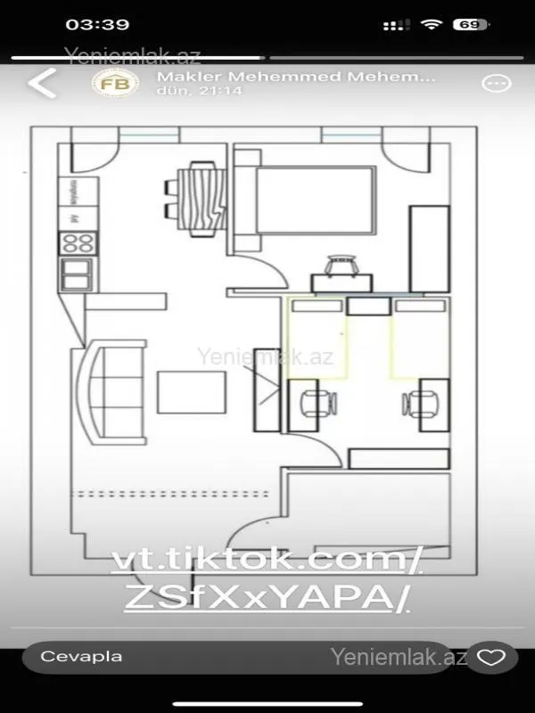 Satılır 3 otaqlı yeni tikili 70 m²