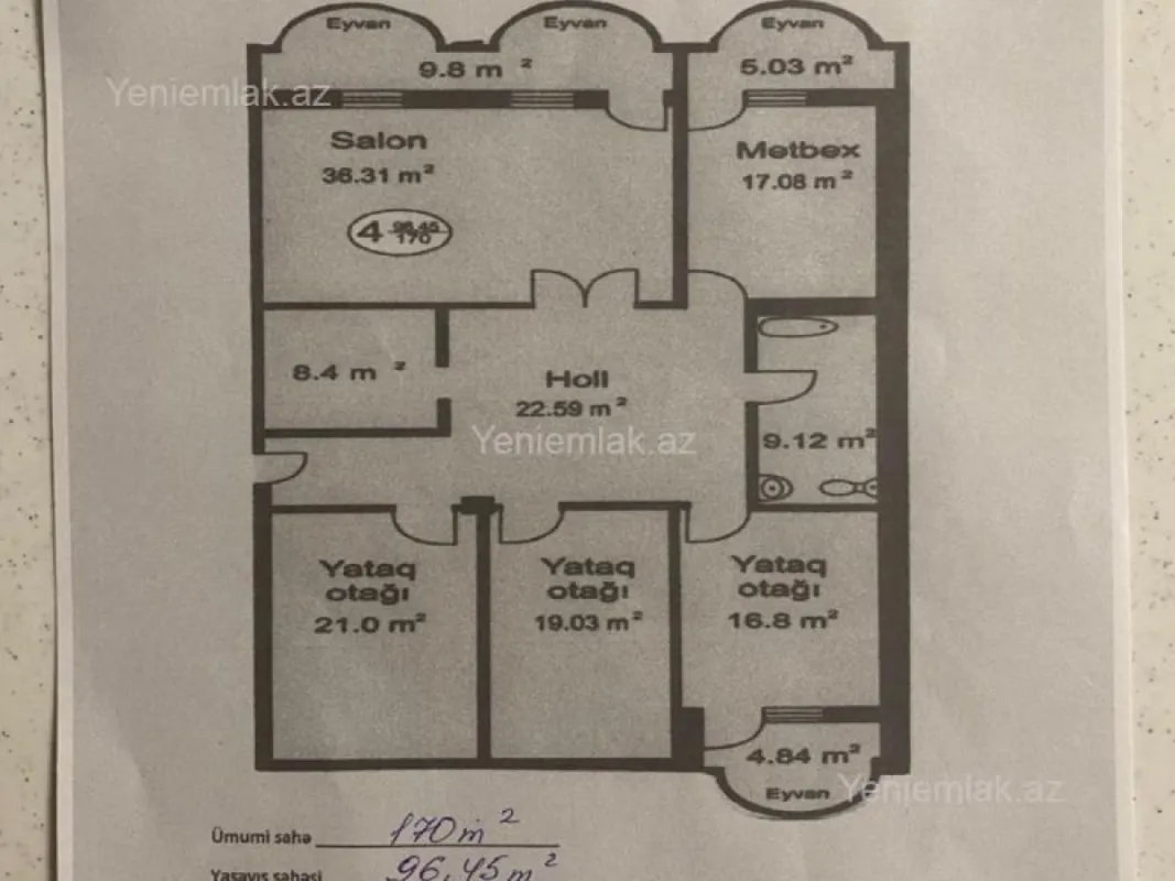 Satılır 4 otaqlı yeni tikili 170 m²