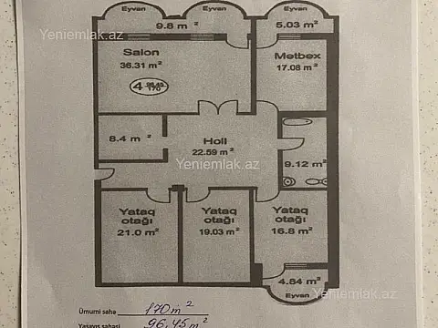 Satılır 4 otaqlı yeni tikili 170 m²