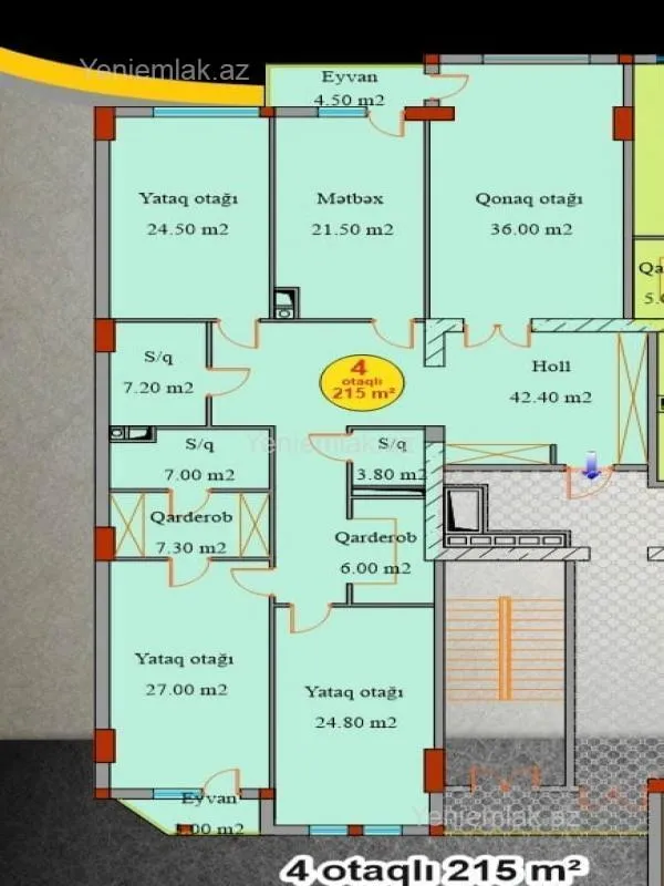 Satılır 4 otaqlı yeni tikili 215 m²