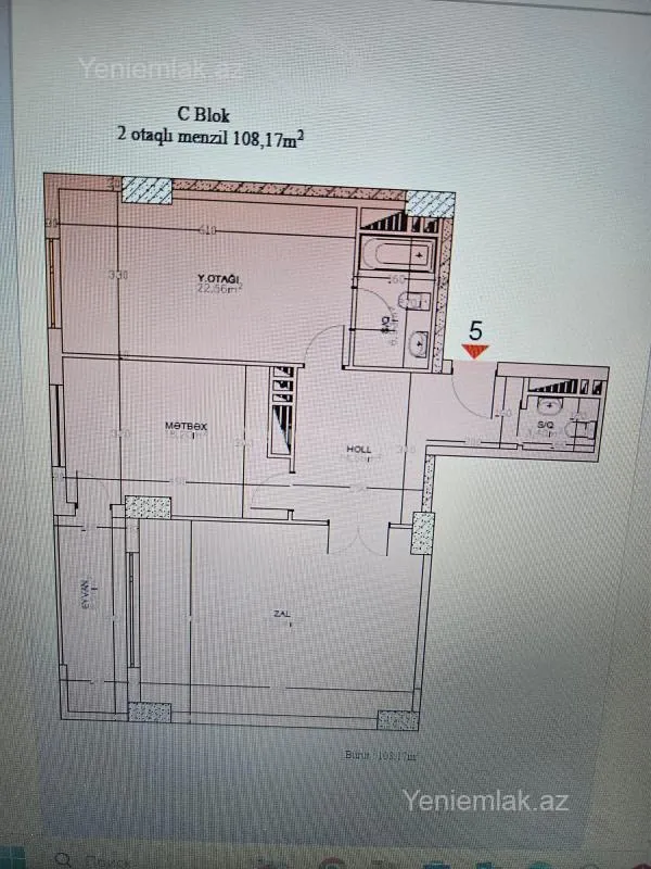 Satılır 2 otaqlı yeni tikili 108 m²