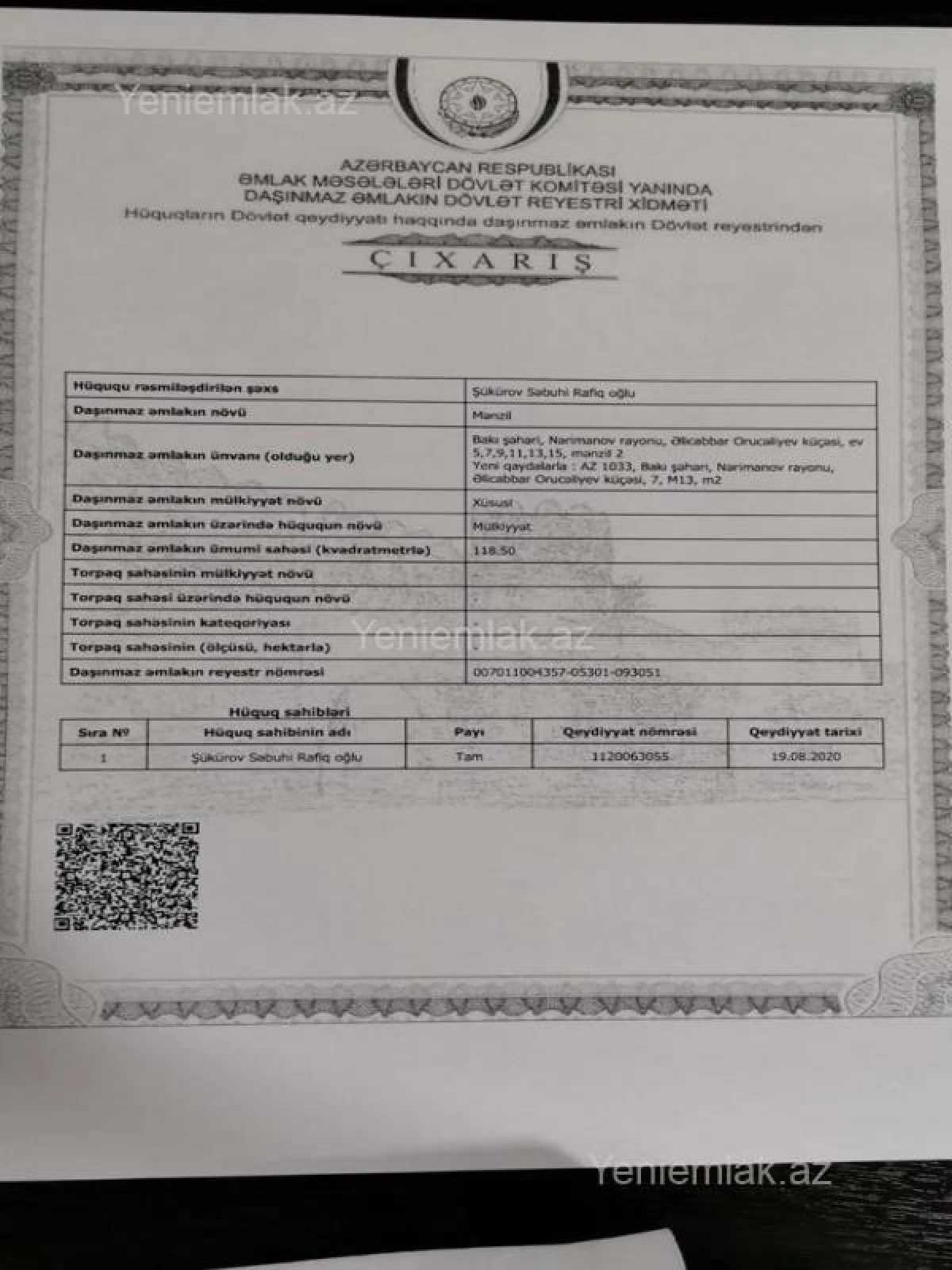 Satılır 3 otaqlı yeni tikili 128 m²