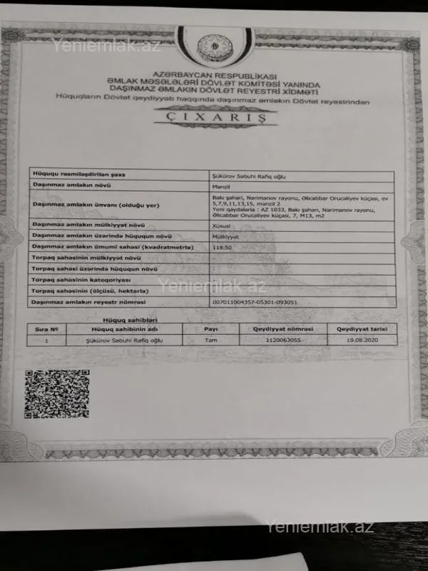 Satılır 3 otaqlı yeni tikili 128 m²