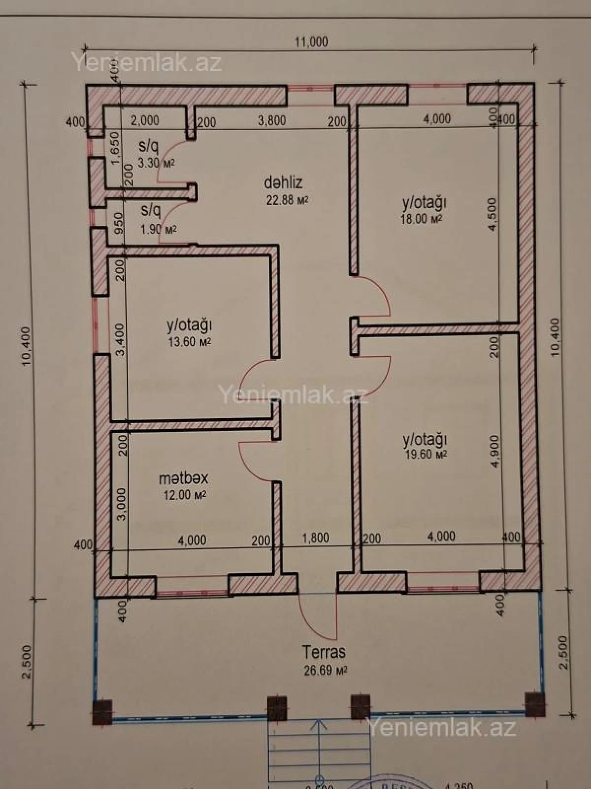 Satılır 3 otaqlı həyət evi 120 m²