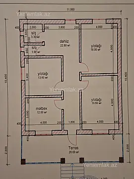 Satılır 3 otaqlı həyət evi 120 m²
