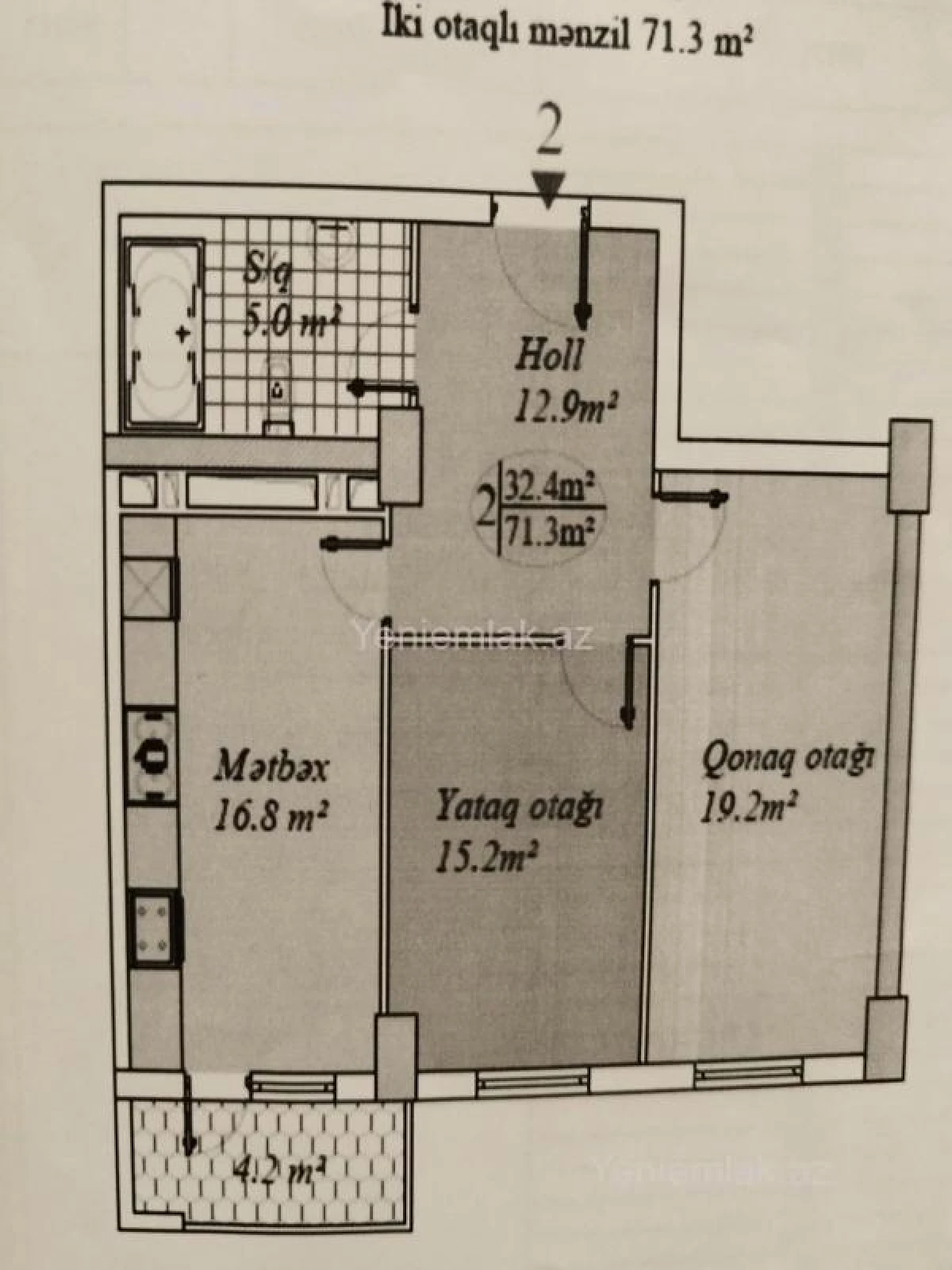 Satılır 3 otaqlı yeni tikili 72 m²