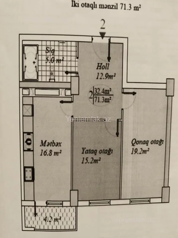 Satılır 3 otaqlı yeni tikili 72 m²