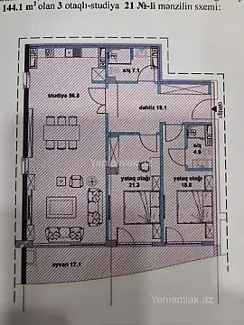 Satılır 3 otaqlı yeni tikili 144 m²