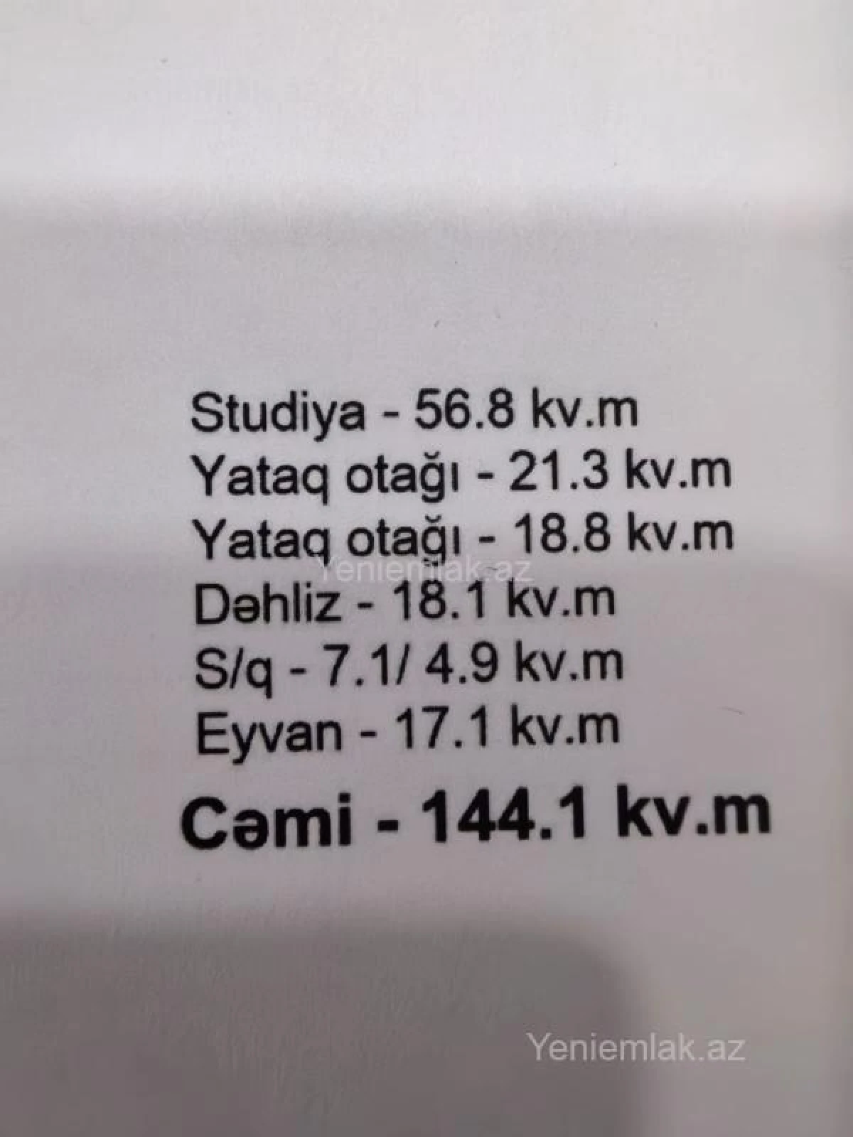 Satılır 3 otaqlı yeni tikili 144 m²