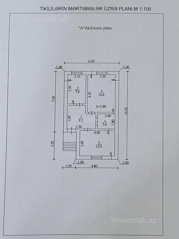 Satılır 2 otaqlı həyət evi 50 m²