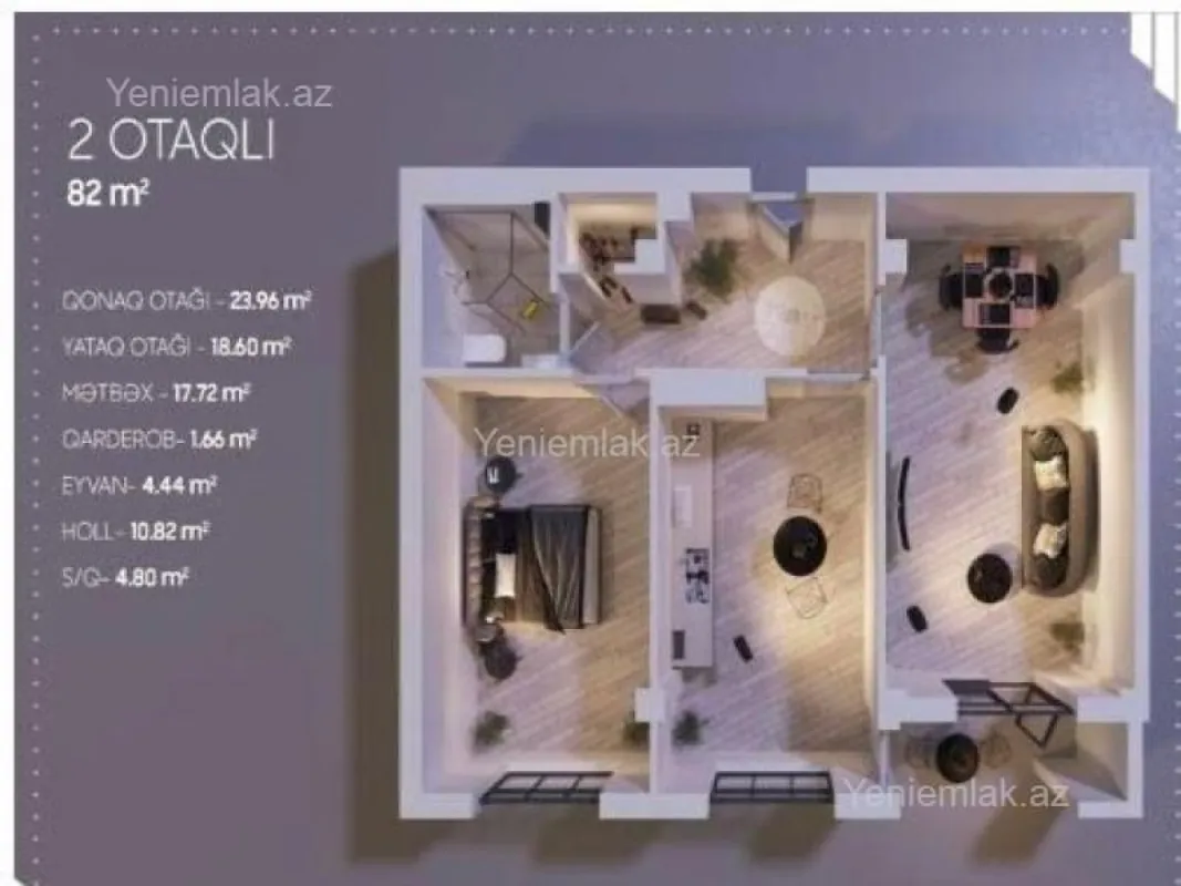Satılır 2 otaqlı yeni tikili 82 m²