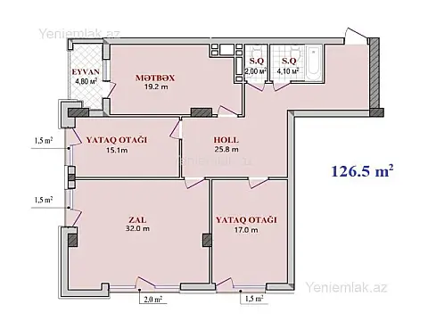 Satılır 3 otaqlı yeni tikili 126.5 m²