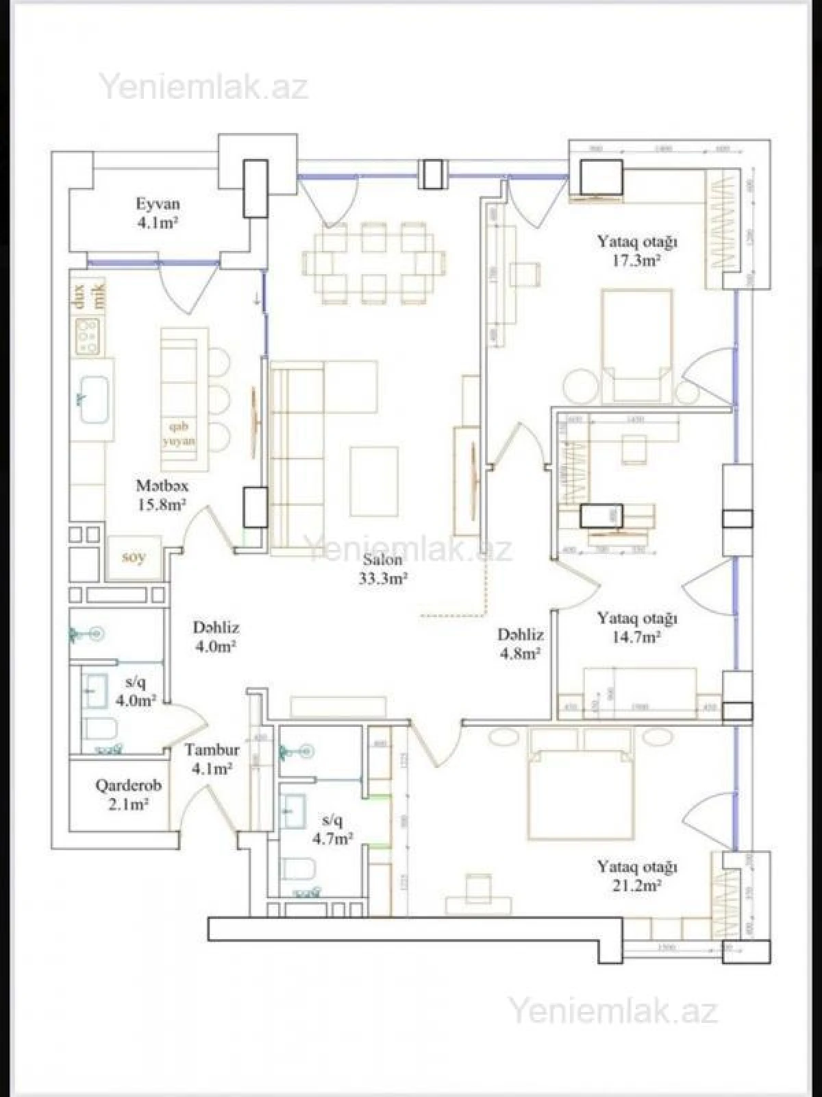 Satılır 4 otaqlı yeni tikili 149 m²