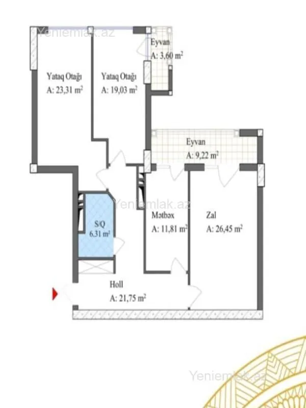 Satılır 3 otaqlı yeni tikili 122 m²
