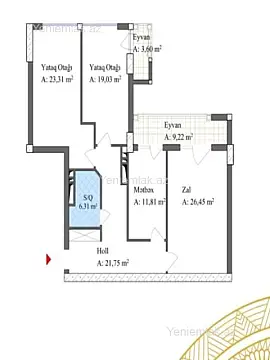 Satılır 3 otaqlı yeni tikili 122 m²