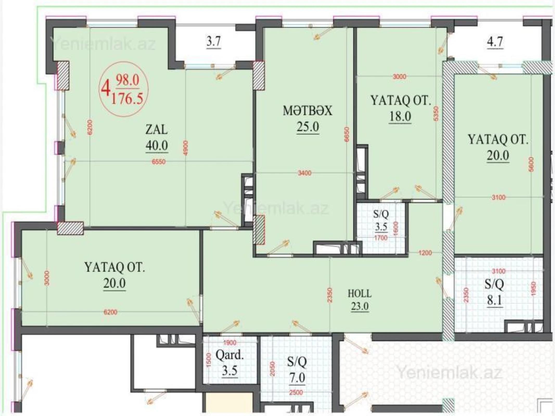 Satılır 4 otaqlı yeni tikili 176.5 m²