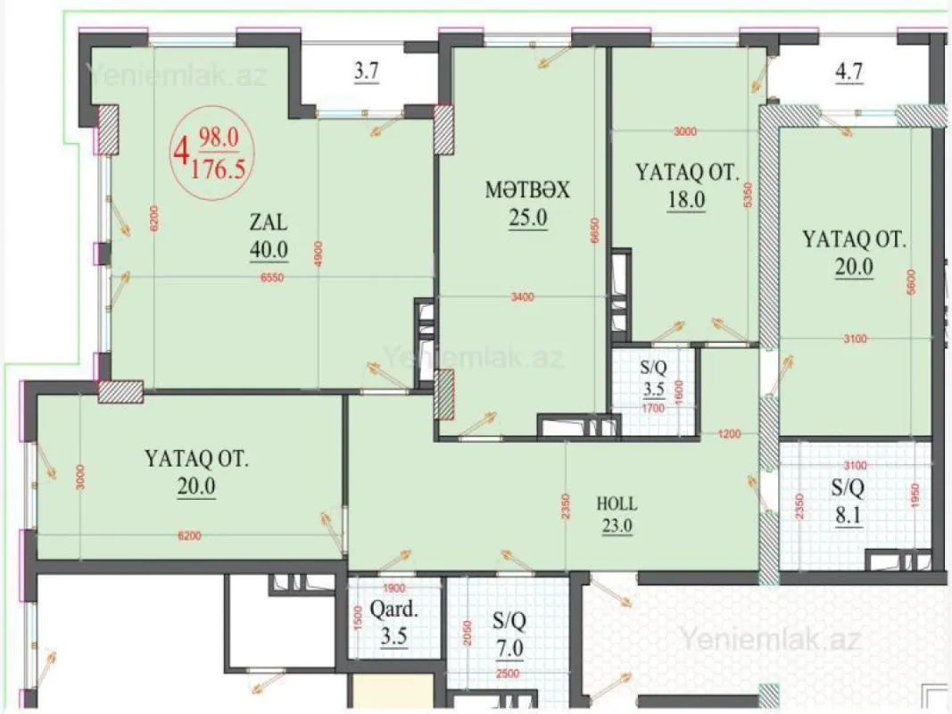 Satılır 4 otaqlı yeni tikili 176.5 m²