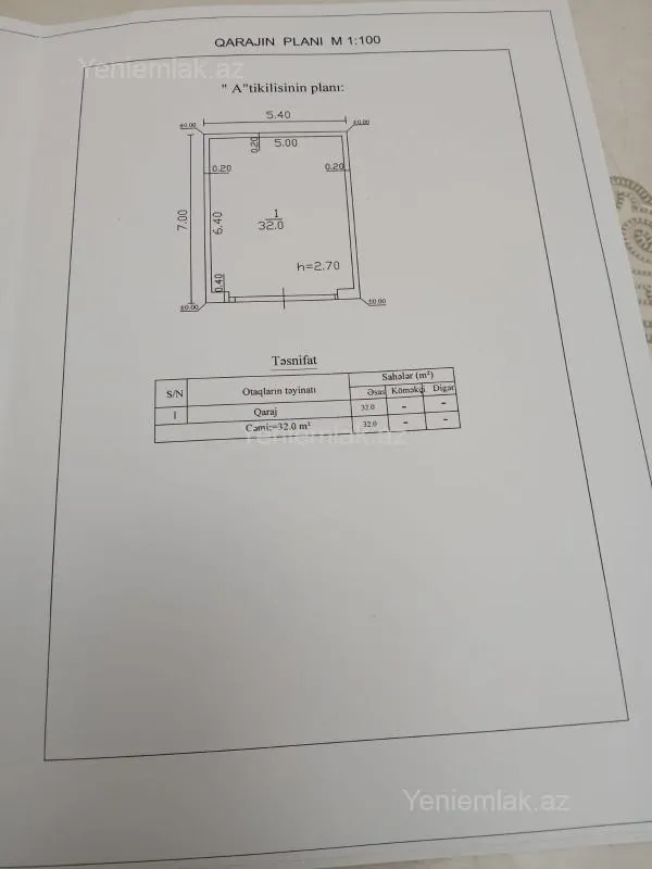 Satılır 1 otaqlı obyekt 37.8 m²