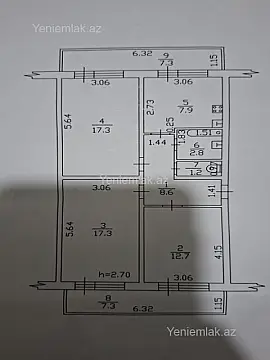 Satılır 3 otaqlı köhnə tikili 84.5 m²