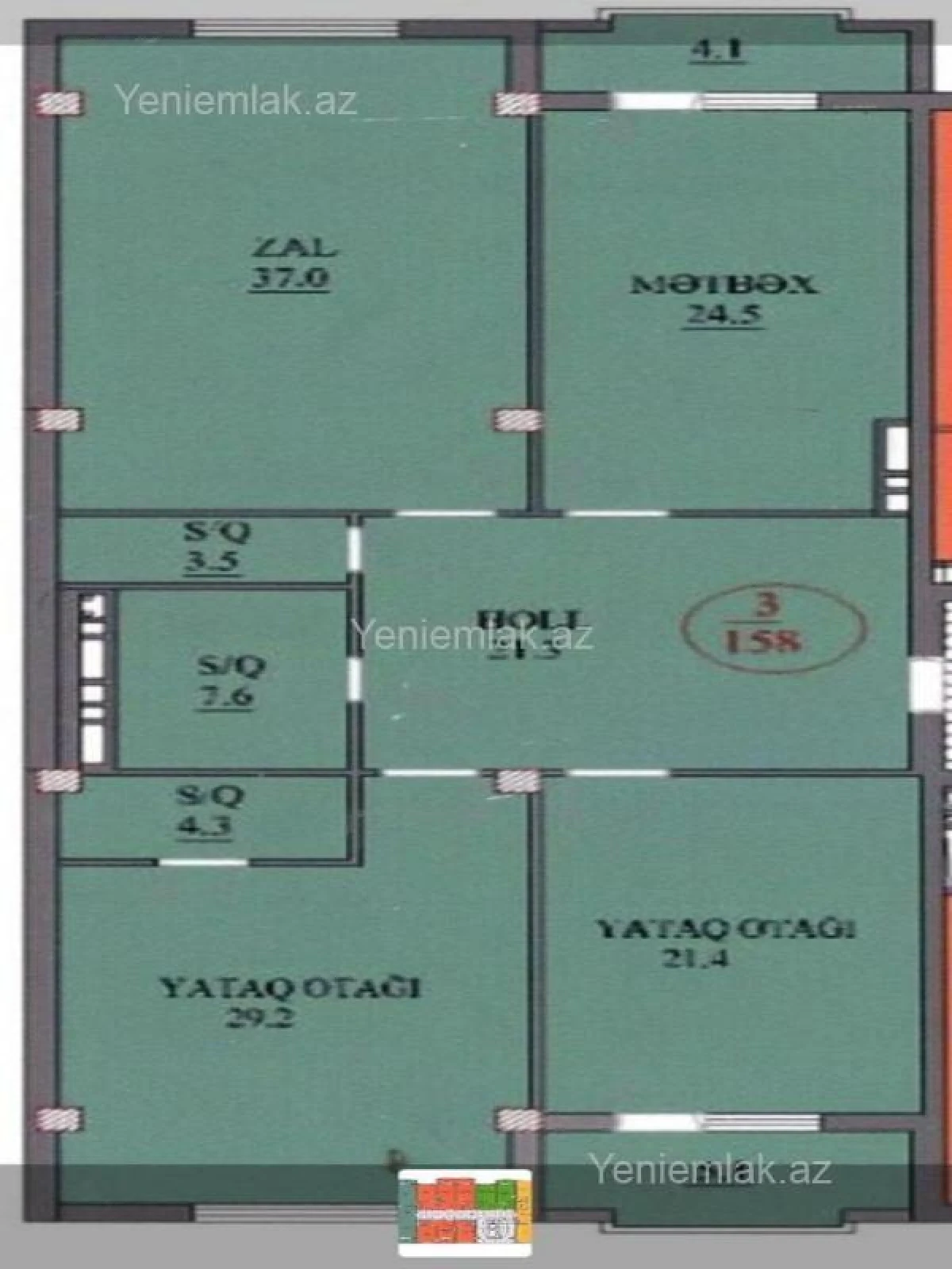 Satılır 3 otaqlı yeni tikili 162 m²