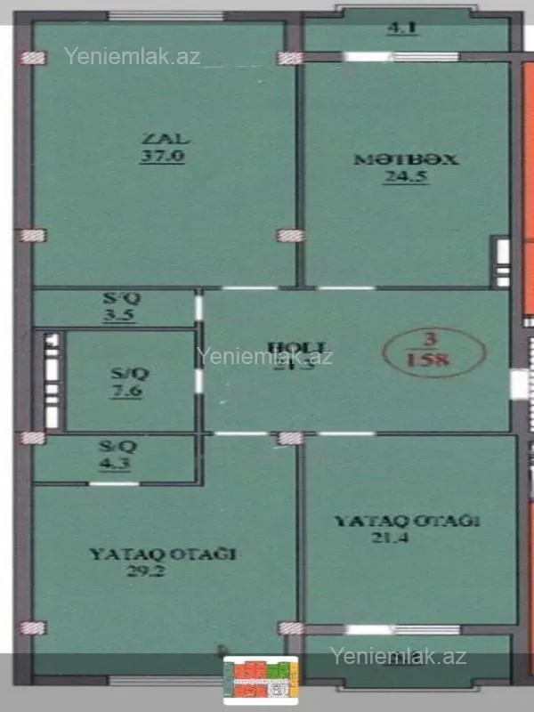 Satılır 3 otaqlı yeni tikili 162 m²