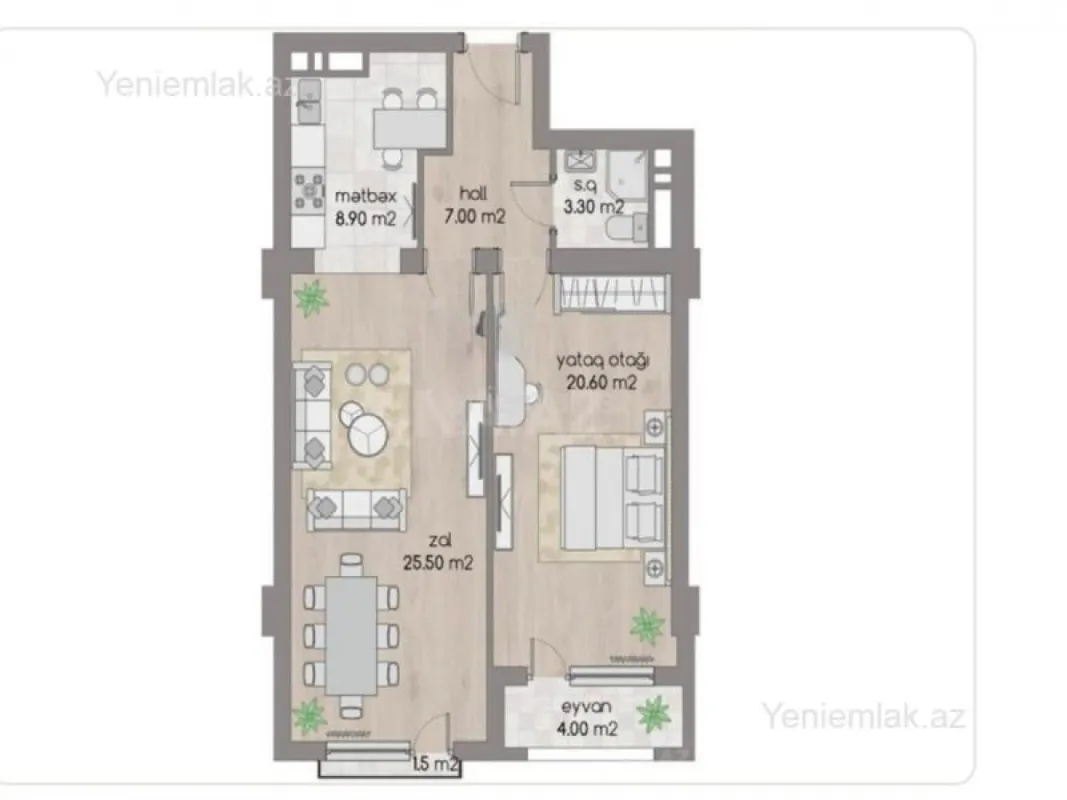 Satılır 2 otaqlı yeni tikili 72 m²