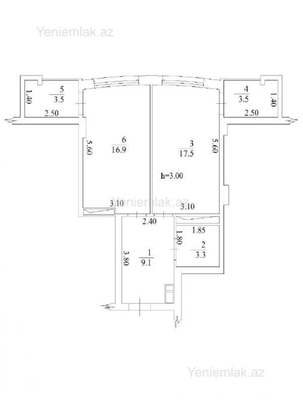 Satılır 1 otaqlı yeni tikili 55 m²