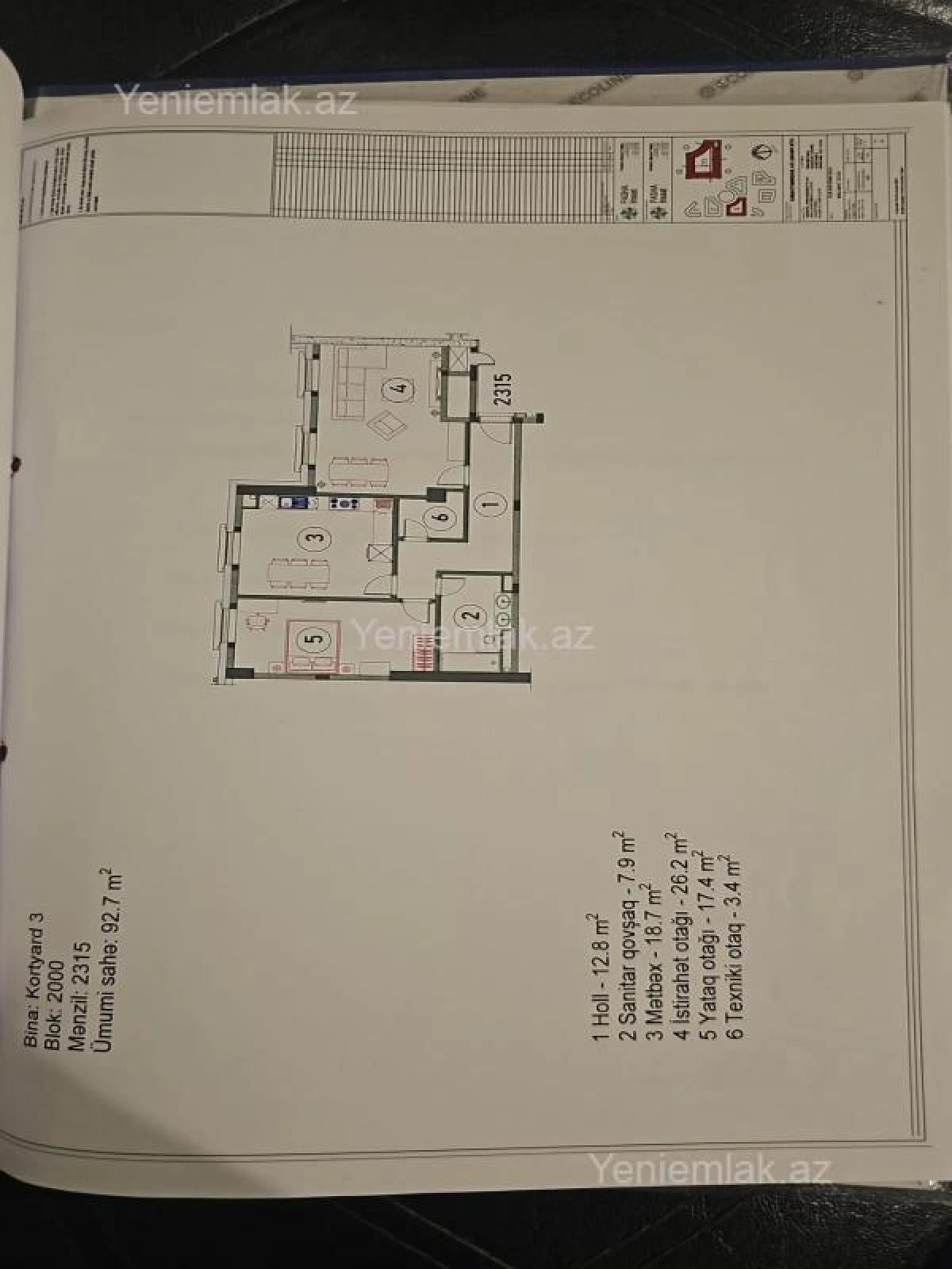 Satılır 3 otaqlı yeni tikili 92.7 m²