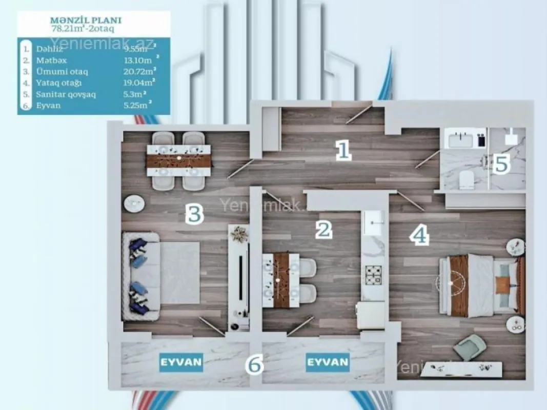 Satılır 2 otaqlı yeni tikili 78 m²