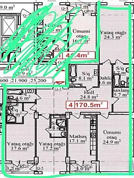 Satılır 4 otaqlı yeni tikili 174 m²