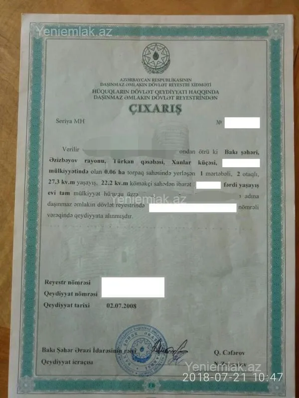 Satılır 2 otaqlı həyət evi 50 m²