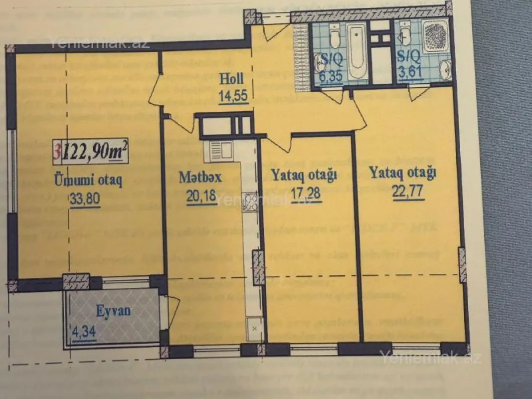 Satılır 3 otaqlı yeni tikili 129 m²