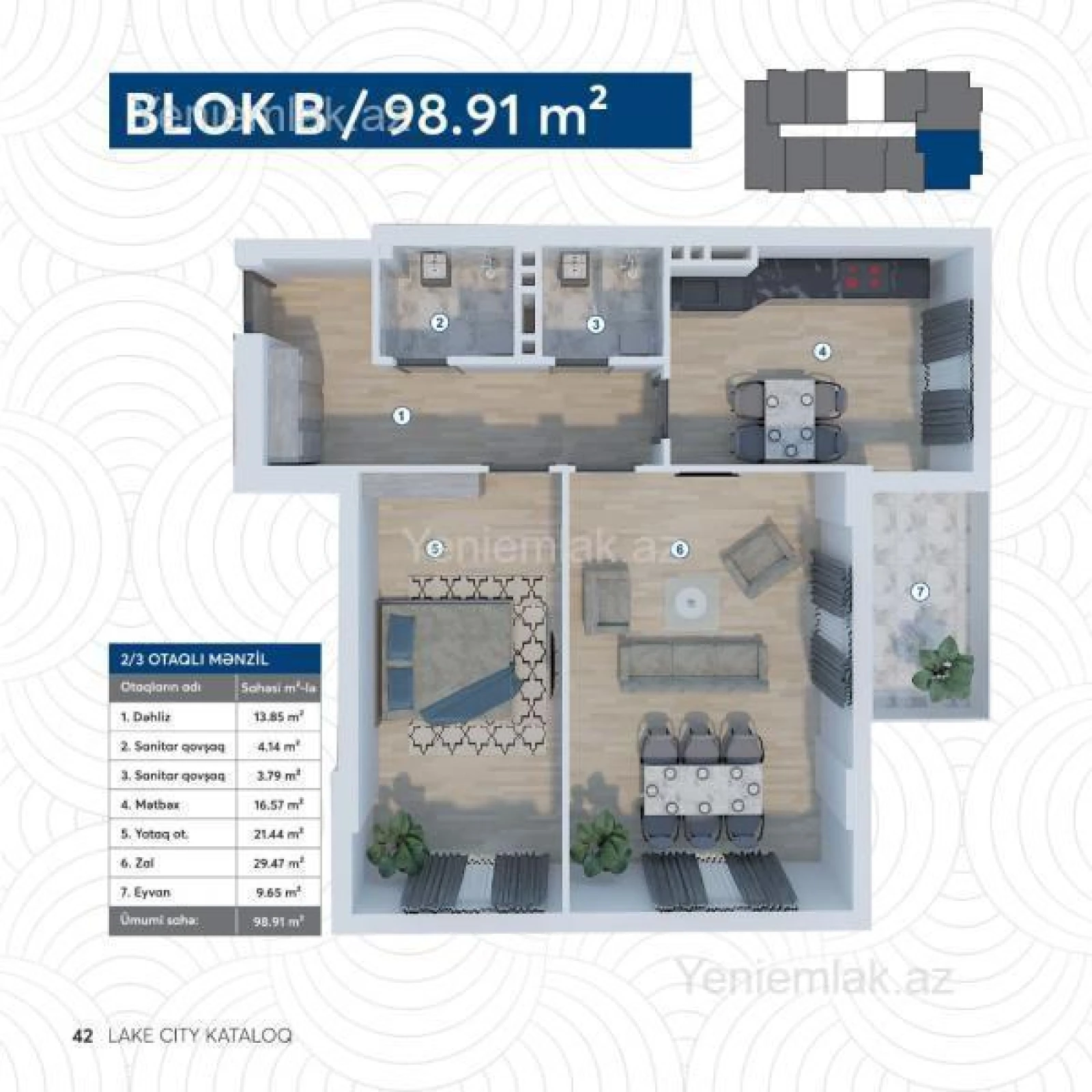 Satılır 3 otaqlı yeni tikili 100 m²