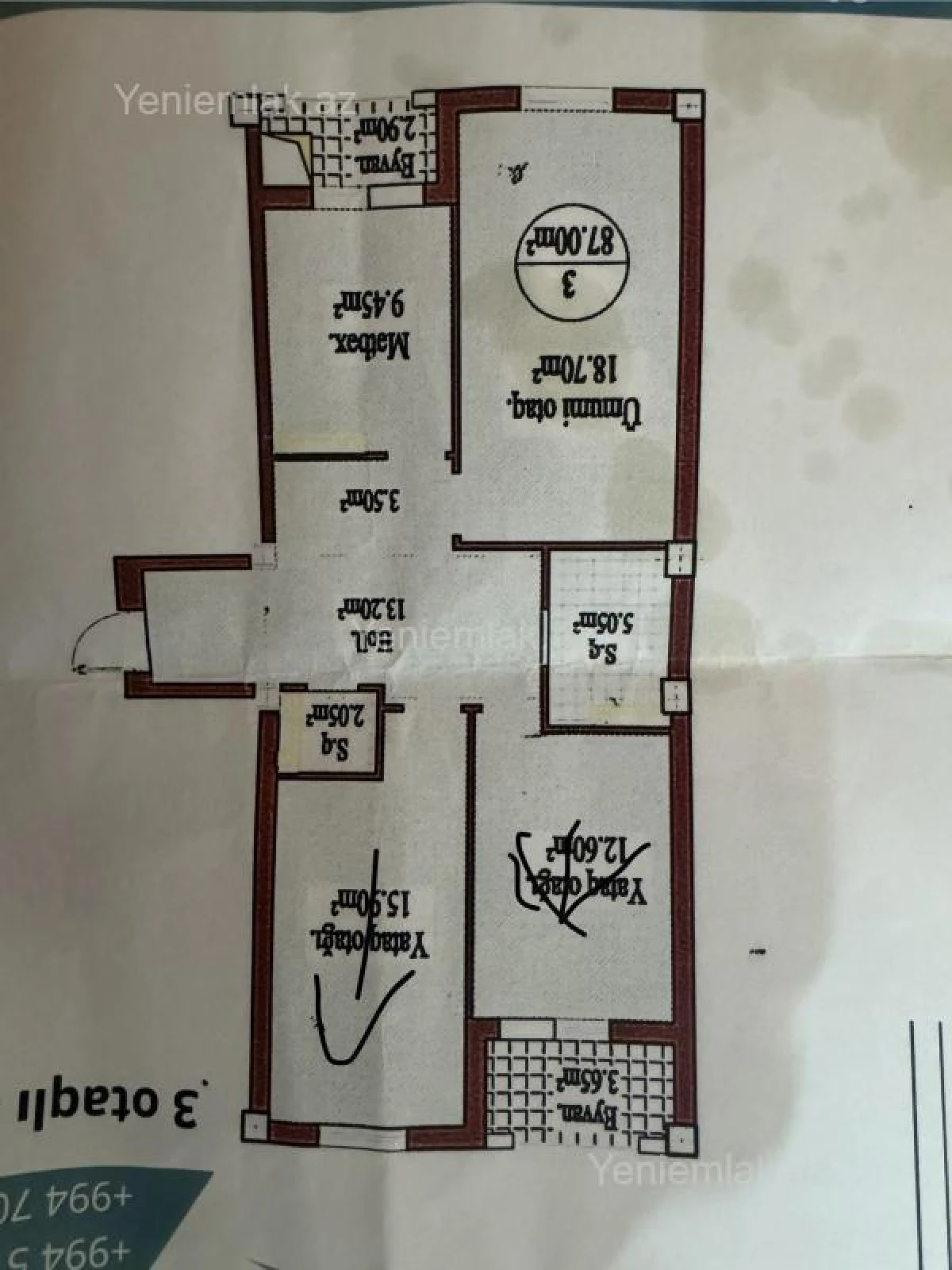 Satılır 3 otaqlı yeni tikili 87 m²