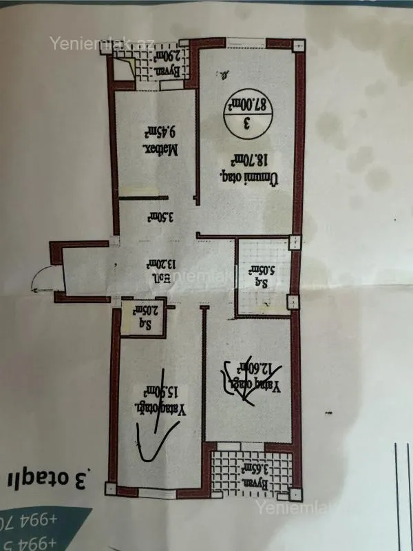 Satılır 3 otaqlı yeni tikili 87 m²