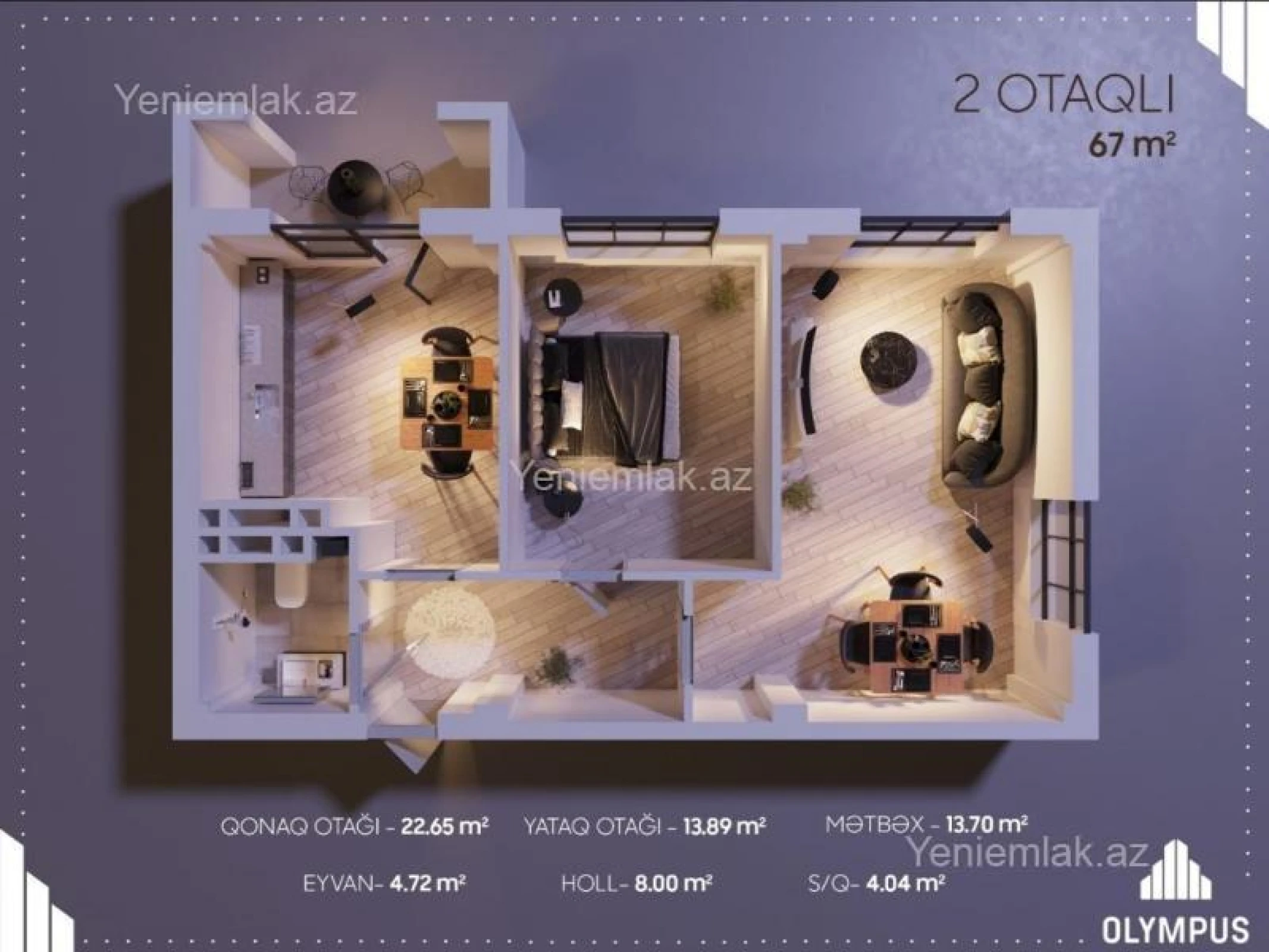 Satılır 2 otaqlı yeni tikili 67 m²