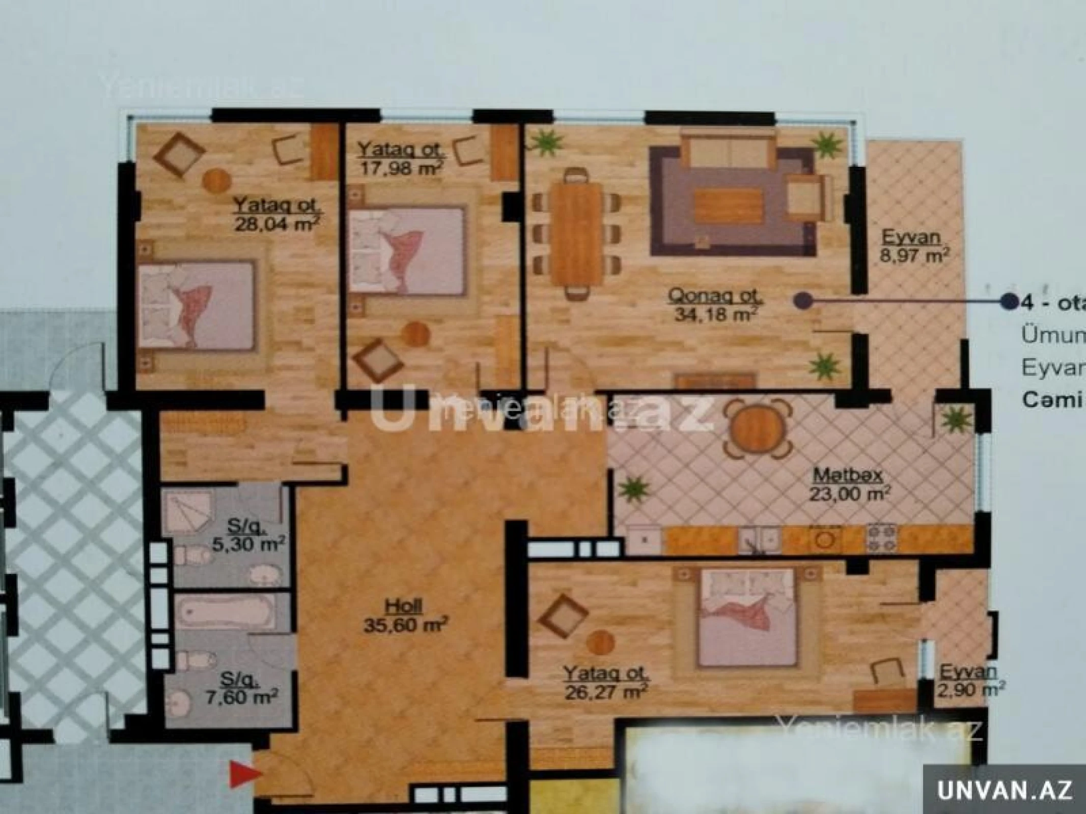 Satılır 4 otaqlı yeni tikili 185 m²